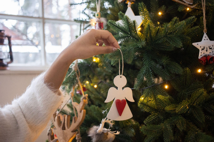 Flocked Christmas Tree and Faux Garland